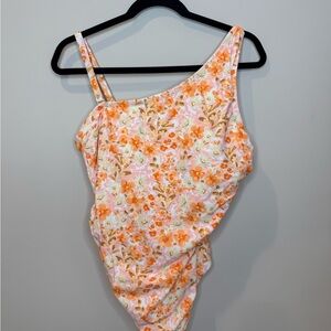 Kona Sol One Piece Floral Bodysuit - Orange and Pink